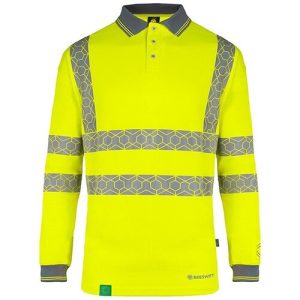 BEESWIFT EWCPKLSSY ENVIROWEAR RECYCLABLE HI-VIS LONG SLEEVE YELLOW POLO SHIRT