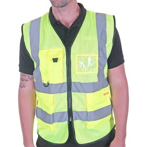 BEESWIFT HVMWEXECSY EXECUTIVE HI-VIS MESH YELLOW WAISTCOAT