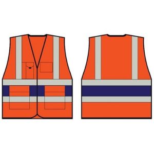 BEESWIFT HVV45N ORANGE EXECUTIVE VEST WITH NAVY BLUE BAND
