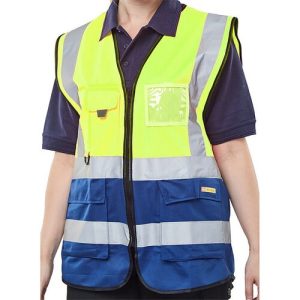 BEESWIFT HVWCTTSYN TWO TONE HI-VIS EXECUTIVE WAISTCOAT YELLOW/NAVY