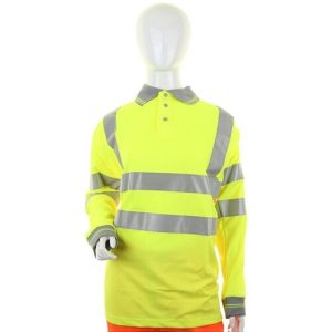 BEESWIFT LPK22SY LADIES HI-VIS LONG SLEEVE YELLOW POLO SHIRT