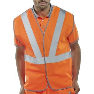 BEESWIFT RSV02P RAIL SPEC HI-VIS ORANGE 100% POLYESTER VEST