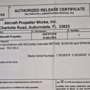 McCauley 3AF37C516 Propeller Assembly